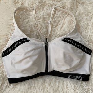 Victoria Sport White Zip Up Sports Bra